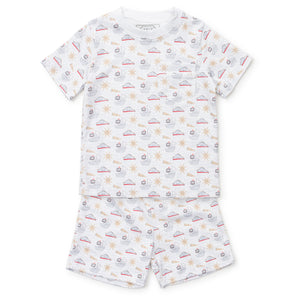 Get ready for bedtime adventures with our Pirates 2- Piece Short Sleeve Pajama Set from Lila &amp; Hayes! This adorable set features a short sleeve shirt and shorts, both adorned with playful pirate designs and ships. Your little one will drift off to sleep feeling like a swashbuckling adventurer!