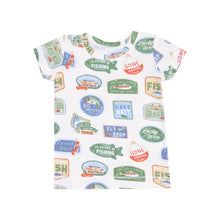 Load image into Gallery viewer, Get your little angler ready for bed in style with the Boys Bait Shop Loungewear Set from Angel Dear. Made with soft bamboo fabric, this favorite pajama set features colorful bait shop and fishing sign prints. Perfect for infant and toddler boys, this set will keep your little one comfortable all night long.
