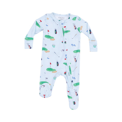 Stay cool and comfortable all night with Angel Dear's Infant Boys Golf Things 2 Way Footie Pajamas. Made from 100% bamboo, these adorable short sleeve top and pant sets feature a charming golf motif. Perfect for your littlest golfer, these pajamas will quickly become a favorite, providing a restful night's sleep in style.