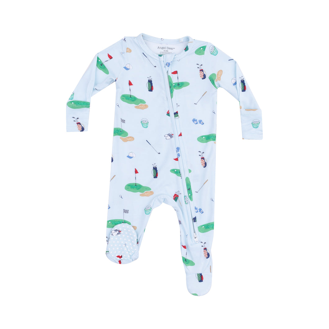 Stay cool and comfortable all night with Angel Dear's Infant Boys Golf Things 2 Way Footie Pajamas. Made from 100% bamboo, these adorable short sleeve top and pant sets feature a charming golf motif. Perfect for your littlest golfer, these pajamas will quickly become a favorite, providing a restful night's sleep in style.