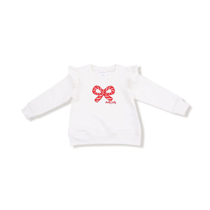 Celebrate the season in style with the Candy Canes Ruffle Shoulder French Terry Sweatshirt from Angel Dear. This cozy sweatshirt features charming ruffle details on the shoulders, adding a festive touch to your little one's wardrobe. Made from soft French terry fabric, it ensures comfort during holiday playtime. Pair it with the matching Candy Canes Tutu Skirt for an adorable and playful holiday outfit that will make your child the star of any celebration.&nbsp;