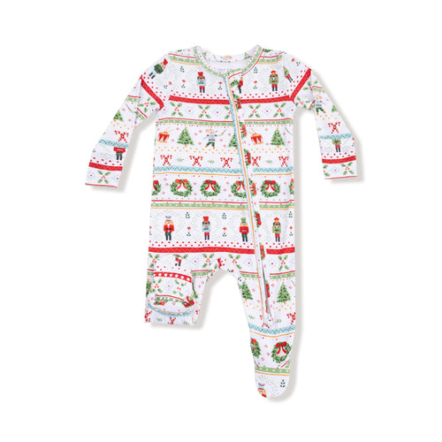 Celebrate the holidays in cozy style with the Nutcracker Fair Isle 2 Way Zipper Footie by Angel Dear. Featuring a timeless fair isle pattern with festive Nutcracker and holiday motifs, this footie is perfect for creating picture-perfect sibling moments on Christmas morning. The convenient 2-way zipper makes dressing and diaper changes effortless, keeping little ones comfortable and festive all day long.