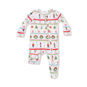 Celebrate the holidays in cozy style with the Nutcracker Fair Isle 2 Way Zipper Footie by Angel Dear. Featuring a timeless fair isle pattern with festive Nutcracker and holiday motifs, this footie is perfect for creating picture-perfect sibling moments on Christmas morning. The convenient 2-way zipper makes dressing and diaper changes effortless, keeping little ones comfortable and festive all day long.