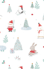 Load image into Gallery viewer, Keep your little one snug and cozy this Holiday season with the Santa Ski Friends 2 Way Zipper Footie from Angel Dear. Made from soft bamboo fabric, these pajamas feature playful skiing Santa &amp; friends that add a touch of fun to bedtime. The convenient 2-way zipper makes dressing and diaper changes easy, while the warm material ensures comfort throughout chilly nights. Perfect for winter, these footed pajamas combine practicality and charm for peaceful sleep and happy dreams.
