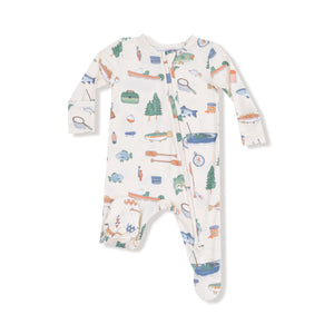 Embrace cozy moments with the Infant Boys Fishing Things 2 Way Zipper Footiet by Angel Dear. Crafted from soft, breathable bamboo fabric, this footie ensures breathable comfort for playtime, lounging, and peaceful sleep. Its relaxed fit keeps your little one comfortable during cooler days and dreamy nights, while the playful fishing gear and fish print add charm to every cuddle. Perfect for making snuggle season even more adorable.