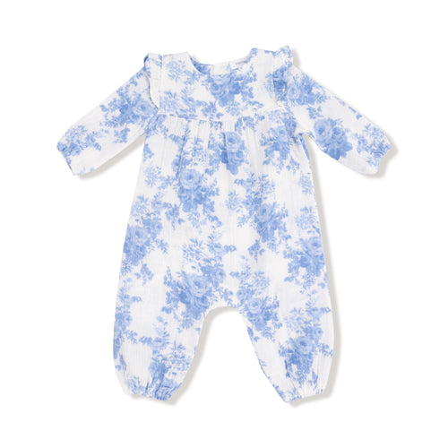 Dress your little one in effortless charm with the Infant Girls Dream Cottage Floral Blue Ruffle Sleeve Romper by Angel Dear. Featuring delicate ruffle shoulders and a timeless vintage floral print on soft muslin fabric, this romper combines comfort with style. Perfect for casual wear or special everyday moments, it offers breathable softness that keeps your infant cozy while looking adorable all day long.