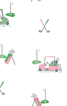 Load image into Gallery viewer, Baby Girl Golf Carts Pink Smocked Romper
