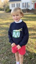 Load image into Gallery viewer, Boys Navy Crewneck Sweater with Drum Detail
