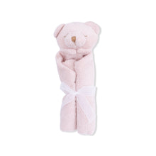 Load image into Gallery viewer, A perfect little security blankie and tagalong for your child. The delicious cashmere-like material is perfect for babies and toddlers to snuggle. Each blankie features a sweet animal head that's easy to grip. It will bring smiles and comfort to your little napper and will likely become a favorite animal friend to take along on many adventures.

Soft and snuggly
100% Polyester microfiber
Machine washable
Measures 13"x13"
