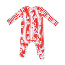 Load image into Gallery viewer, Embrace timeless holiday charm with this Vintage Santa Stripe Footie from Angel Dear. Crafted in soft bamboo fabric, this classic red and white striped design captures nostalgic Christmas spirit while offering comfort all day. The convertible design adapts to your child's needs, making it perfect for cozy season styling or layering year-round. Gentle bamboo construction ensures breathable wear for all-day &amp; night comfort.
