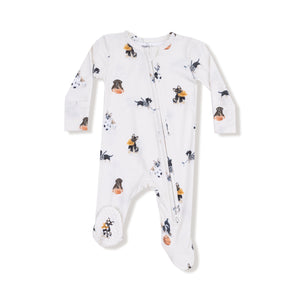 Make bedtime enjoyable and snug with Angel Dear’s Infant Boy's Sporty Puppies 2 Way Zipper Footie. Made from soft, breathable bamboo fabric, this pajama wraps your little one in gentle comfort for restful sleep. Featuring playful puppies engaged in sports, it’s ideal for young dog enthusiasts ready to dream big. The convenient 2-way zipper ensures quick and easy diaper changes, turning every night’s routine into a winning moment.