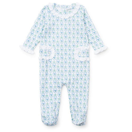 Introducing the Hampton Blooms Ava Romper a must-have for your little one's loungewear and sleepwear collection. With its beautiful Lila & Hayes design, delicate ruffled detailing on the front, and comfy long sleeves, this set is perfect for infant girls. Give your child the gift of comfort and style with this charming pajama romper