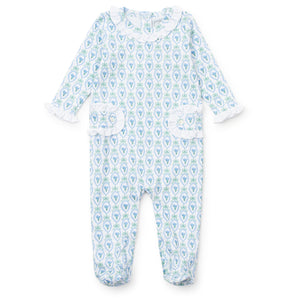 Introducing the Hampton Blooms Ava Romper a must-have for your little one's loungewear and sleepwear collection. With its beautiful Lila &amp; Hayes design, delicate ruffled detailing on the front, and comfy long sleeves, this set is perfect for infant girls. Give your child the gift of comfort and style with this charming pajama romper