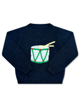 Load image into Gallery viewer, Boys Navy Crewneck Sweater with Drum Detail

