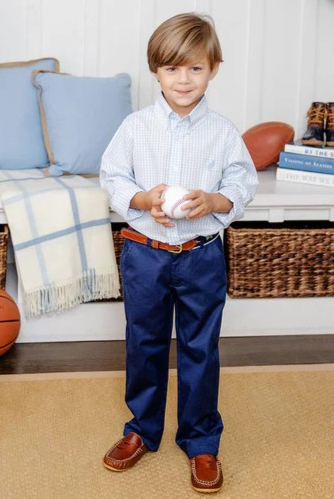 Classic and charming, the Prep School Pants in Nantucket Navy with Richmond Red Stork are preppy perfection! Pair them with his favorite Dean's List Dress Shirt for a classic look!