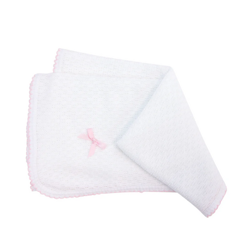 Wrap your little one in the soft embrace of the Knit Receiving Blanket with Bow from Paty. Featuring charming blue or pink trim accented by coordinating bows, this beloved knit blanket blends comfort with classic style. Perfect as a thoughtful gift for any new arrival, it offers gentle warmth and a touch of elegance that parents will appreciate. Make every cuddle special with this timeless essential.