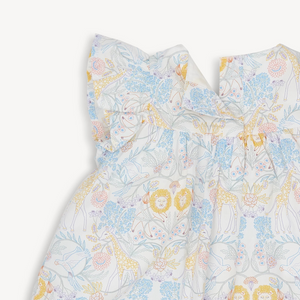 The Magnetic Me Nikki Menagerie Flutter Sleeve Dress combines charming floral and safari prints with practical design. Its empire waist and flowy silhouette create a stylish look perfect for little fashionistas. Made from 100% organic cotton, this dress is soft, durable, and gentle on the skin. Magnetic closures simplify dressing, making it easy to pull over the head without fuss. Ideal for both special occasions and everyday adventures, this dress offers comfort and convenience in one beautiful package.