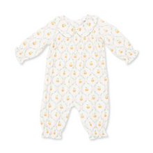 Load image into Gallery viewer, Timeless details meet everyday comfort in our Smocked Long Sleeve Romper, made from buttery-soft viscose from bamboo. Featuring delicate smocking and a sweet Peter Pan collar, this piece is perfect for special occasions or simply adding a little charm to everyday moments.
