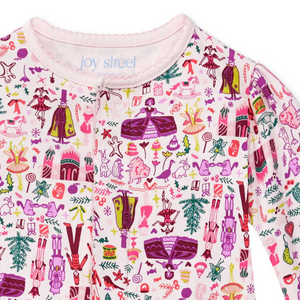 Explore our Nutcracker Christmas&nbsp;print dress&nbsp;and transport to a world of Yuletide&nbsp;fantasy filled with sugar plum ferries, battling mice, Mother Ginger,&nbsp;Uncle Drosselmeyer, Claira and her Nutcracker Prince! This print will bring nostalgic memories of Christmases past and inspire bedtime stories and sweet dreams of sugar plums and Christmas tidings all season long.