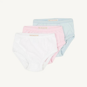 Every darling little lady needs a pair of darling little underpinnings, and now she can get them in a set of three! Our Pippy's Underpinnings Set features three pairs of underpinnings in our signature Palm Beach Pink, Worth Avenue White, and Buckhead Blue.&nbsp;

**Please note: Underpinnings are not eligible for return or exchange.&nbsp;