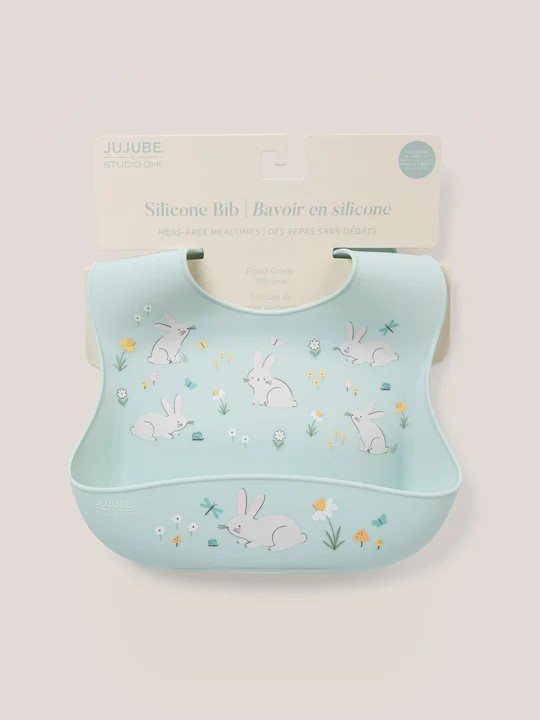 Keep your baby’s clothes clean and dry during feeding time with a nontoxic, food-grade Silicone Bib from JuJuBe × Studio Oh! Made for babies 4 months and older, these bibs feature a deep front pocket to catch messes, and because they are dishwasher-safe, cleanup is fast and easy! Designed to fit comfortably and stay put, each bib features four ouch-free fasteners at the back of the neck strap, so it will stay comfortable as your baby grows. The Silicone Bib is BPA-free, PVC-free, phthalate-free, and lead-fr