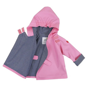 Stay dry and stylish this Spring with our customer-favorite Favorite Rain Jacket! Designed by American Widgeon, this jacket is perfect for infants and toddlers and comes in pink and blue. The velcro design makes it effortless to put on and take off. Don't let the rain stop your little ones from having fun!