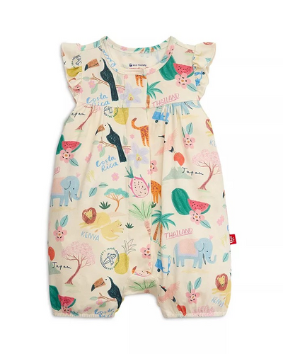 The Wanderlust Wildlife Romper by Magnetic Me combines adorable wanderlust-inspired wildlife prints with the convenience of front magnetic closures, making dressing effortless. Crafted from soft modal fabric, it ensures your little one stays cool and comfortable all day. Perfect for active infants, this romper blends style and practicality seamlessly.