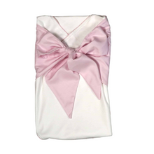 Load image into Gallery viewer, You’ll never want to wrap your bundle of joy in anything else after you see how comfortable they are in this Pima cotton Swaddle Wrap from Marcela Gifts. It’s made of 100% Peruvian Pima cotton, for the softest touch possible. Add a monogram to the sash to add a sweet personalized touch.&nbsp;
