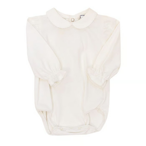 Elevate your little one's wardrobe with this timeless Infant Girl's Long Sleeve Peter Pan Knit Onesie from Bailey Boys. The signature peter pan collar and ruffle sleeves adds a touch of classic sophistication, making it the perfect layering piece for creating polished, coordinated looks for her. 