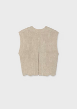 Load image into Gallery viewer, Introducing the Girls Knit Swing Back Sweater Vest from Mayoral—a sophisticated take on a timeless classic. This teen essential features a playful swing back detail that adds movement and modern style to her everyday rotation.&nbsp;Perfect for transitioning into fall, it works equally well for school, weekend outings, or casual gatherings.
