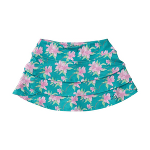 Enhance your little girl's golf game with the Girls Starboard Swing Skort in Augusta Azalea Print from Prodoh! Perfect for lessons or tournaments, this skort pairs flawlessly with the Pro Performance Sleeveless Shirt. Let her show off her stylish and sporty side on the green.