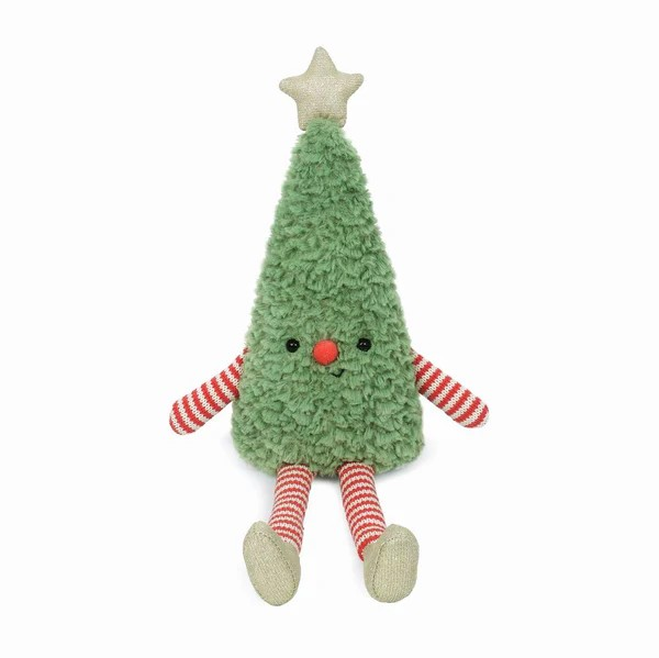 The ultimate Christmas tree? Fir sure. Mon Ami's Joyful Tree Plush Toy in very merry green is destined to be a holiday hit. Playfully designed with candy cane arms and legs, a gold star and cute button nose, this Christmas plush toy is packed with personality. Designed in a huggable 15-inch length, our Christmas tree plush toy will spark hours of play, whether recreating a child's favorite holiday stories or inspiring imaginative new tales.